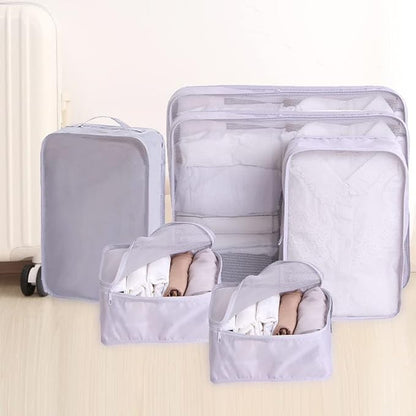 Packing cubes for Travel, CALACH Luggage Organizer Bags 6 Set Packing Cubes for Suitcases Travel Essentials for Carry on Mesh Suitcase Organizer with Shoe Bag (grey)
