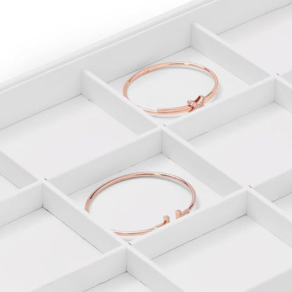 Oirlv Premium White Leather Stackable Jewelry Tray 12 Grid Jewelry Drawer Organizer Trays for Bracelets Earrings