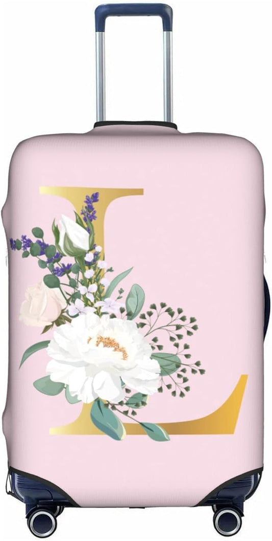 Flower Lette L Pink Luggage Cover Elastic Washable Stretch Suitcase Protector Anti-Scratch Travel Suitcase Cover for Kid and Adult L (25-28 inch suitcase)