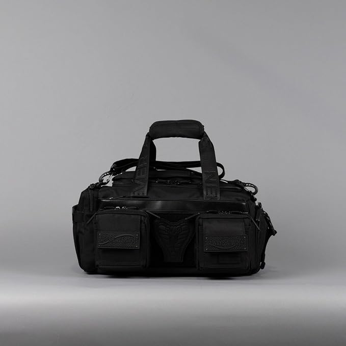 WOLFpak 20L Mini Duffle Bag for Gym & Travel | Waterproof Carry-On Weekender Bag with Shoe Compartment, Hard Bottom, and Tactical Molle System (Black Venom)