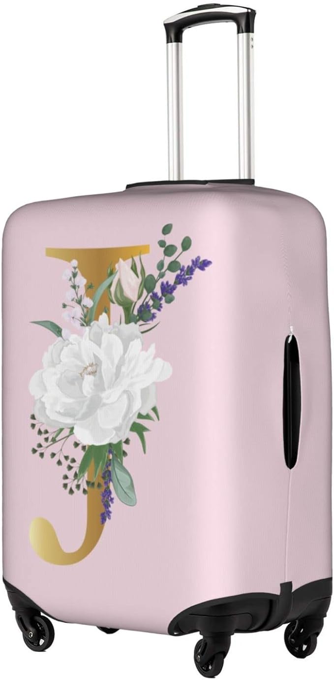 Flower Lette J Pink Luggage Cover Elastic Washable Stretch Suitcase Protector Anti-Scratch Travel Suitcase Cover for Kid and Adult XL (29-32 inch suitcase)