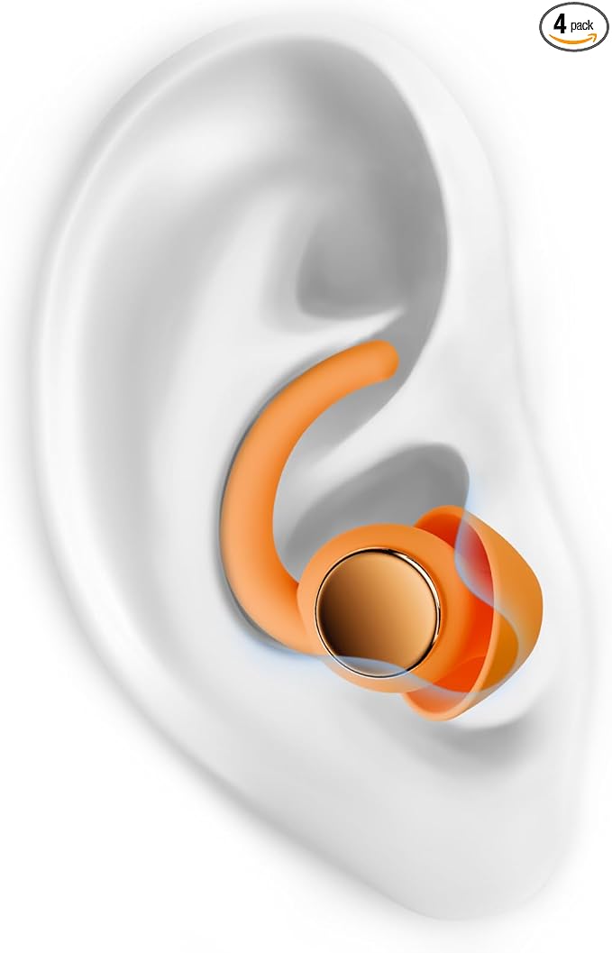 Ear Plugs for Sleeping - Noise Reduction Soft Silicone Earplugs, 2 Pairs Reusable Hearing Protection Earplugs for Noise Sensitivity, Sleep,Snore,Travel,Sound Reduction Noise Cancelling - Orange