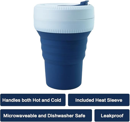 Collapsible Silicone Camping Bowl and Travel Cup Set. For Travel and Camping Microvave and Fridge Food. Suitable for Hot and Cold