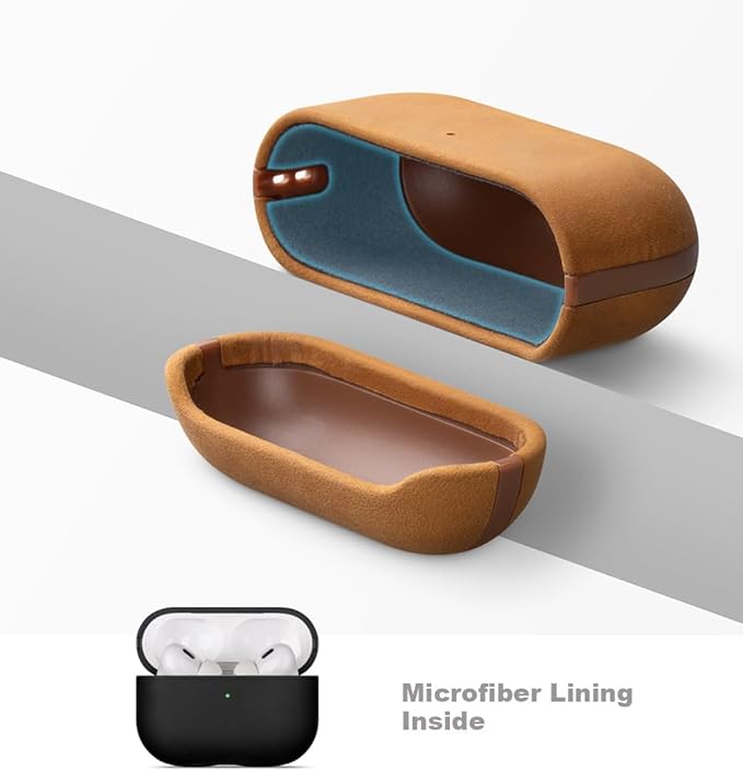 LOPIE Case for AirPods Pro 2nd Generation - Handmade AirPods Pro 2 Case Cover - Made of Crazy Horse Leather - Protective Hard Shell Cover Compatible with Wireless Charging - Vintage Style - Black