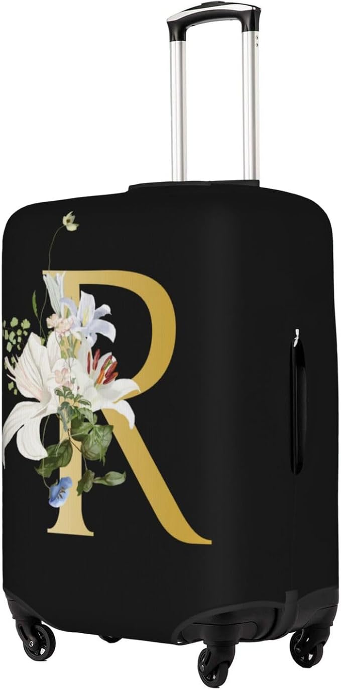 Decorative R Suitcase Protectors Elastic Washable Luggage Covers With Concealed Zippers For 18-32 Inch Luggage (Size M: Fits 22-24 Inch)