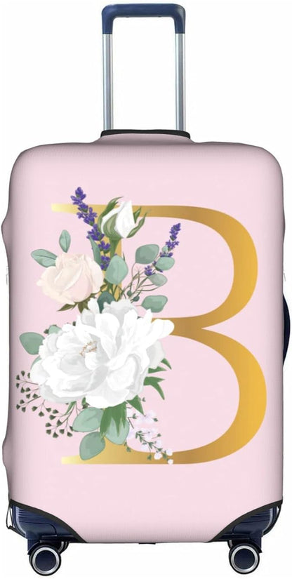 Flower Lette B Pink Luggage Cover Elastic Washable Stretch Suitcase Protector Anti-Scratch Travel Suitcase Cover for Kid and Adult L (25-28 inch suitcase)