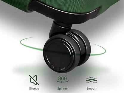 NINETYGO Carry On Suitcase, 20 Inch Carry-On Luggage with Double Spinner Wheels, Anti-Burst Zipper, Hard Case PC Suitcase Carry On, Lightweight Travel Luggage, TSA Approved (Seaweed Green, Hudson)