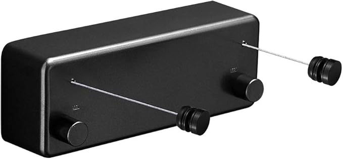 BESy Retractable Clothesline ABS case+Aluminum Dryer with Adjustable Stainless Steel Double Rope String Hotel Style Heavy Duty,Wall Mounted Method, 13.8 Feets,Black