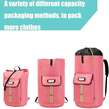 laundry bag backpack,extra-large heavy duty laundry bags,laundry backpack for college students,drawstring closure (bright red Laundry Backpack)