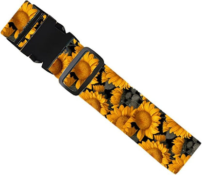 2PC,Sunflower Luggage Strap 1.97 x 70.84 inch Yellow Floral Design Adjustable Suitcase Belt Durable Nylon Baggage Identifier Travel Accessory for Bright Summer Trips