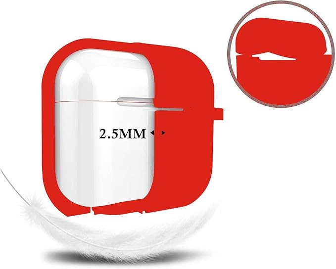 Protective Case Cover for Airpods Pro Charging Case with Ear Tips 1 Pair Kit, Air Pods Silicone Case with Soft Cute Ball Pom Pom Keychain Kit Together with Ear Buds Tips 2&1 (X, Red)