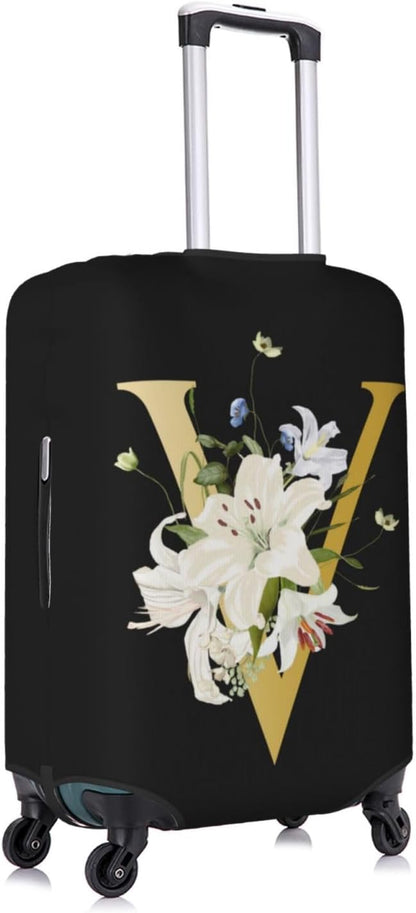 Decorative V Suitcase Protectors Elastic Washable Luggage Covers With Concealed Zippers For 18-32 Inch Luggage (Size M: Fits 22-24 Inch)