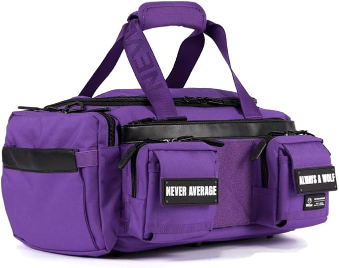 WOLFpak 20L Mini Duffle Bag for Gym & Travel | Waterproof Carry-On Weekender Bag with Shoe Compartment, Hard Bottom, and Tactical Molle System (Wolfsbane)