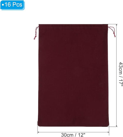 PATIKIL Shoe Dust Bag, 16 Pack Duster Flannel Shoes Pouch with Drawstring Washable Breathable Travel Shoe Bags for Home Luggage Storage, 12x17" Burgundy