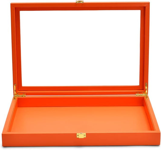 Oirlv Clear Lid Flat Jewelry Tray Stackable Display Storage Box Premium Leather Drawer Insert Jewelry Display Box for Rings Earrings Necklaces Bracelet Women Gift