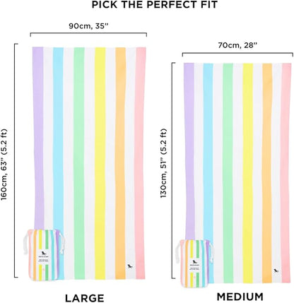 Dock & Bay Kid's Towel - for Beach Use - Quick Dry, Sand Free - Compact, Lightweight - 100% Recycled - Includes Bag - Summer - Unicorn Waves, Medium (130x70cm, 51x28)