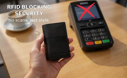 Mens Wallet, Premium Leather Slim Wallet, RFID Blocking Pop-Up Card Holder, Extra Credit Card Slots, Cash Slot, Magnetic Closure, Christmas Gift Ready Gift Box Included