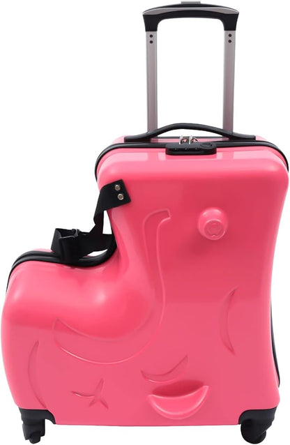 CNCEST 20"/24" Kid's Ride-on Travel Suitcase,Travel Rolling Luggage with Wheels Carry Trolley Luggage with Password Lock,Children's Ride On (20“ Purplish red)