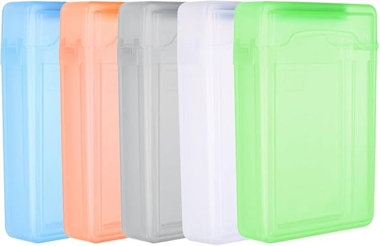 PATIKIL 6.5" x 4.5" Hard Drive Disk Case, 1Set Plastic Hard Disk Storage Box Portable Anti-Static Case for 3.5" External SSD HDD, White/Green/Blue/Orange/Grey