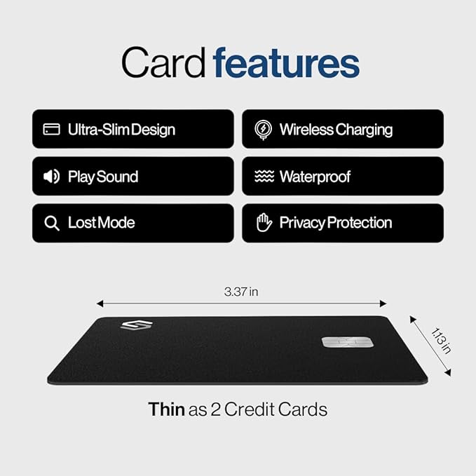 SPOTMINDERS Apple MFi Certified Credit Card Wallet Tracker PRO (iOS Only) Works with Apple Find My Tracking Card for Wallet Rechargeable Tag IP68 0.07in Slim iPhone Item Finder for Luggage Tags Purse