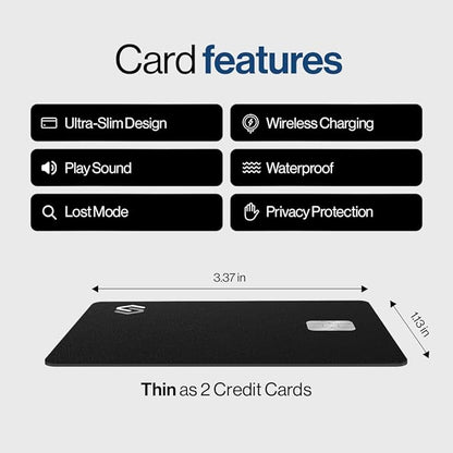 SPOTMINDERS Apple MFi Certified Credit Card Wallet Tracker PRO (iOS Only) Works with Apple Find My Tracking Card for Wallet Rechargeable Tag IP68 0.07in Slim iPhone Item Finder for Luggage Tags Purse