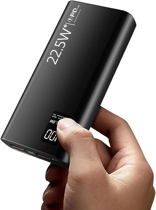 FUNNYPANDA 20000mAh Portable Charger, 22.5W USB C in & Out Power Bank Fast Charging, PD 3.0+QC 4.0 LED Display Phone Battery Man Women Heated Clothing, Black