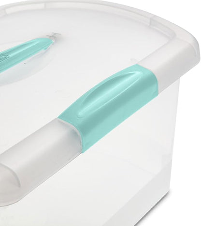 Sterilite Medium Nesting ShowOffs, Stackable Small Storage Bin with Latching Lid and Handle, Plastic Container to Organize Home, Clear, 12-Pack