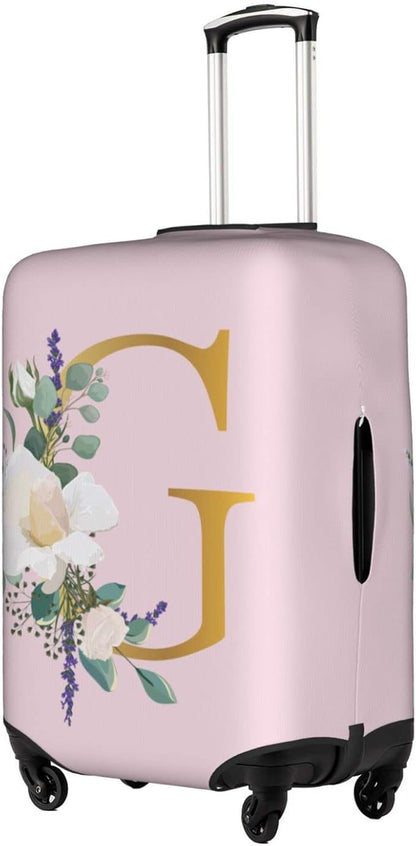 Flower Lette G Pink Luggage Cover Elastic Washable Stretch Suitcase Protector Anti-Scratch Travel Suitcase Cover for Kid and Adult L (25-28 inch suitcase)