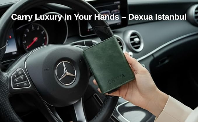 Mens Wallet, Genuine Leather Trifold Wallet with Pop-Up Card Holder, RFID Blocking, Card Slots, Cash & Coin Compartments, Magnetic Closure, Christmas Gift Ready Gift Box Included