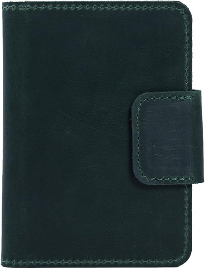 Leather Travel Passport Wallet - Passport Holder for Travel Compatible with Airtag Passports Cover with Card Slots & Note Compartment, Magnetic Closure, Genuine Leather Crazy Horse, Vintage Green