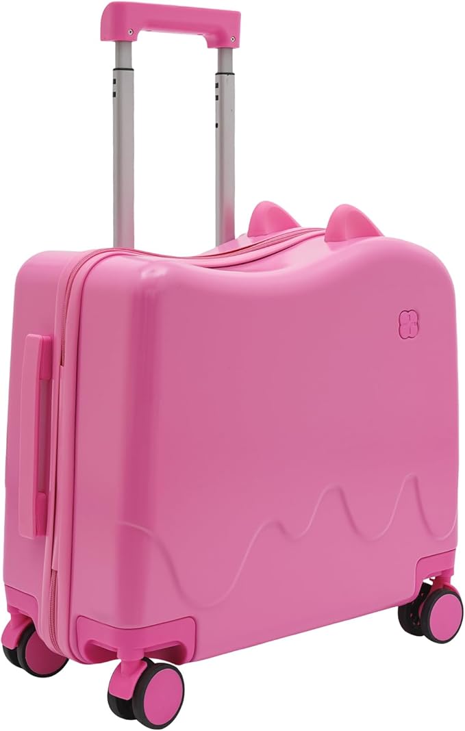 18" Kids Luggage Suitcase for Girls & Boys, Kids Carry On Luggage with Wheels Children’s Suitcase w/Lock (Pink)