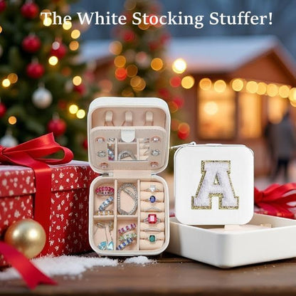 Parima Christmas Stocking Stuffers Gifts for Teenage Girls Grandkids, 3 4 5 6 7 8 9 10 11 12 13 14 Year Old Girl Gifts, Gift for Women Travel Jewelry Case Jewelry Box | Letter A, White