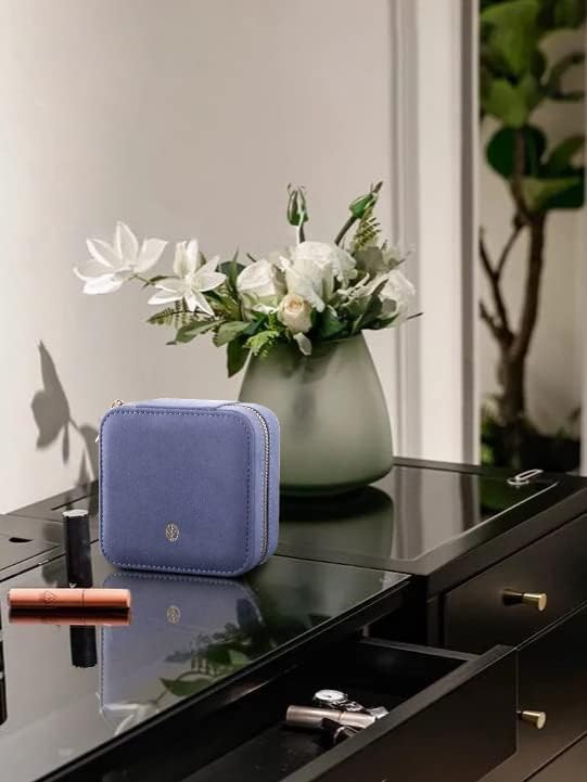 S.Leaf Travel Jewelry Organizer Boxes for Women Small Portable Necklace Earrings Bracelet Rings Travel Case Best Friend Birthday Gifts for Women Trendy (04_Suede_Touch_Dust_Lavender)