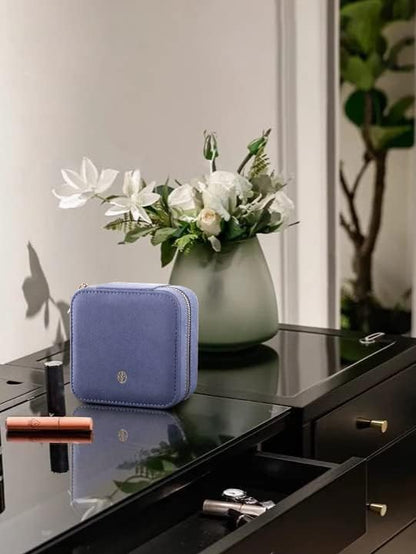 S.Leaf Travel Jewelry Organizer Boxes for Women Small Portable Necklace Earrings Bracelet Rings Travel Case Best Friend Birthday Gifts for Women Trendy (04_Suede_Touch_Dust_Lavender)