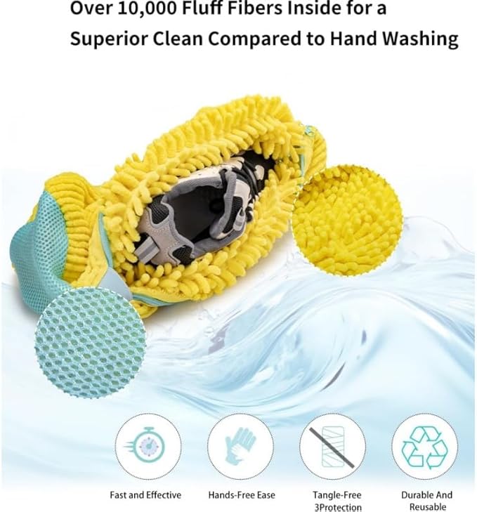 Shoes Laundry Bag Keep Shoes Clean, 2 Pcs Set - Shoe Wash Bag for Washing Machine, 360° Wrap Shoe Washing Bag for Sneakers, Boots & Delicate Footwear, Reusable Shoe Cleaning Bag (Yellow)