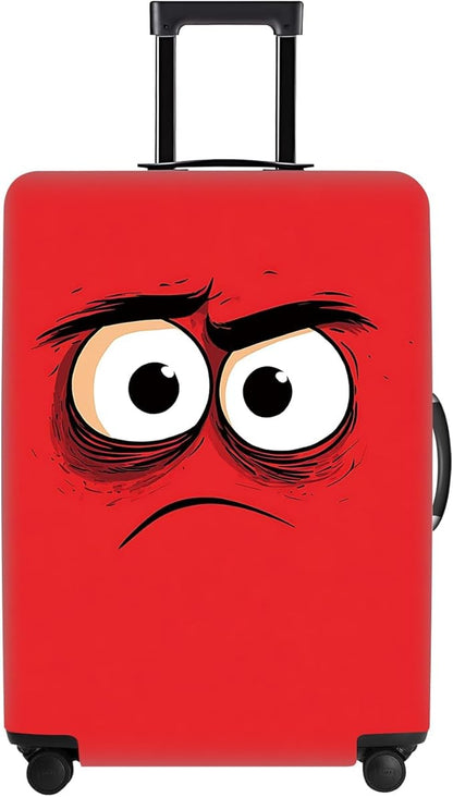 Angry Face Luggage Cover, Washable Funny Cartoon Suitcase Cover, Stretchable Travel Suitcase Protector Anti-scratch Bag Cover,XL