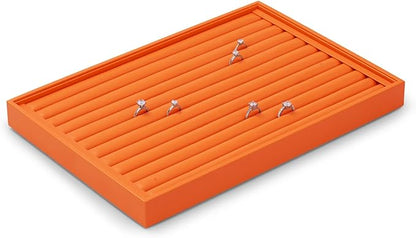 Oirlv Luxury Leather Ring Earring Organizer Tray Stackable Jewelry Display Tray Ring Storage