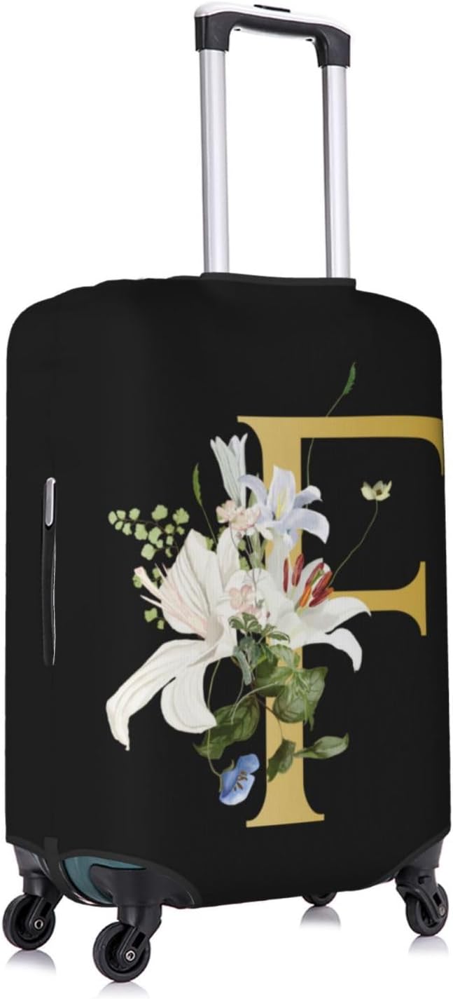 Decorative F Suitcase Protectors Elastic Washable Luggage Covers With Concealed Zippers For 18-32 Inch Luggage (Size L: Fits 25-28 Inch)