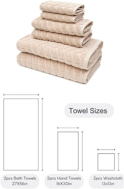 BAGNO MILANO Turkish Cotton Ultra-Soft Plush Absorbent Quick Dry Bathroom Towel Set, Made in Turkey (Sand Beige, 6 pcs Towel Set)