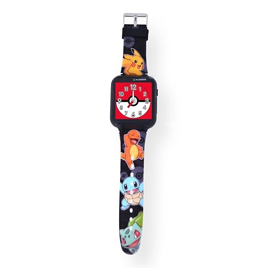 Pokémon Interactive Kids Smartwatch – Touchscreen Watch with Games, Camera, Voice Recorder, Step Tracker, Alarm & Timer – 10 Pokémon Watch Faces, USB Rechargeable – Fits Wrists 5.5" to 8"