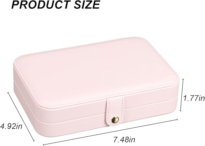 Small Jewelry Box, Travel Jewelry Case Portable Jewelry Boxes for Women, 2-Layer Mini Jewelry Travel Organizer, Gift for Women Girls,Pink B