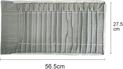 Portable Jewelry Roll Untangled Secure Necklace Travel Storage Bag Displays Holder 16 Chain (Gray PU and Gray Velvet)