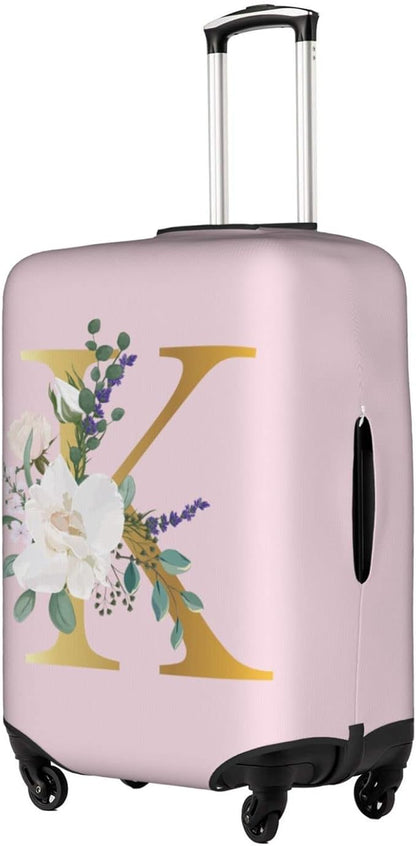 Flower Lette K Pink Luggage Cover Elastic Washable Stretch Suitcase Protector Anti-Scratch Travel Suitcase Cover for Kid and Adult M (22-24 inch suitcase)