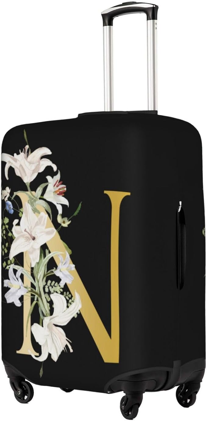 Decorative N Suitcase Protectors Elastic Washable Luggage Covers With Concealed Zippers For 18-32 Inch Luggage (Size M: Fits 22-24 Inch)