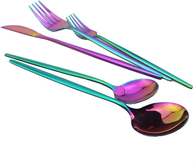 JASHII 20-Piece Stainless Steel Satin Finish Flatware Set, Mirror Polished Tableware Cutlery for Home and Restaurant, Dishwasher Safe