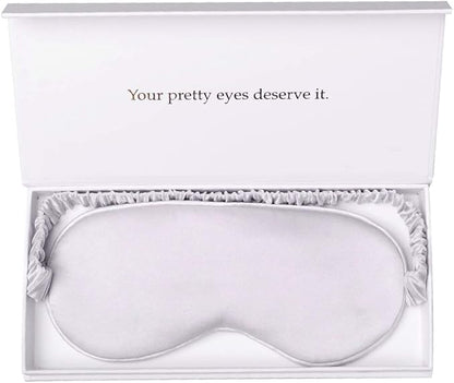 Silk Sleep Mask Light Blocking Luxury 100% Mulberry 19mm Silk Eye Mask Eye Cover Blindfold Ultra Soft Light & Comfy Anti Aging Skin Care with Travel Bag Gift Package