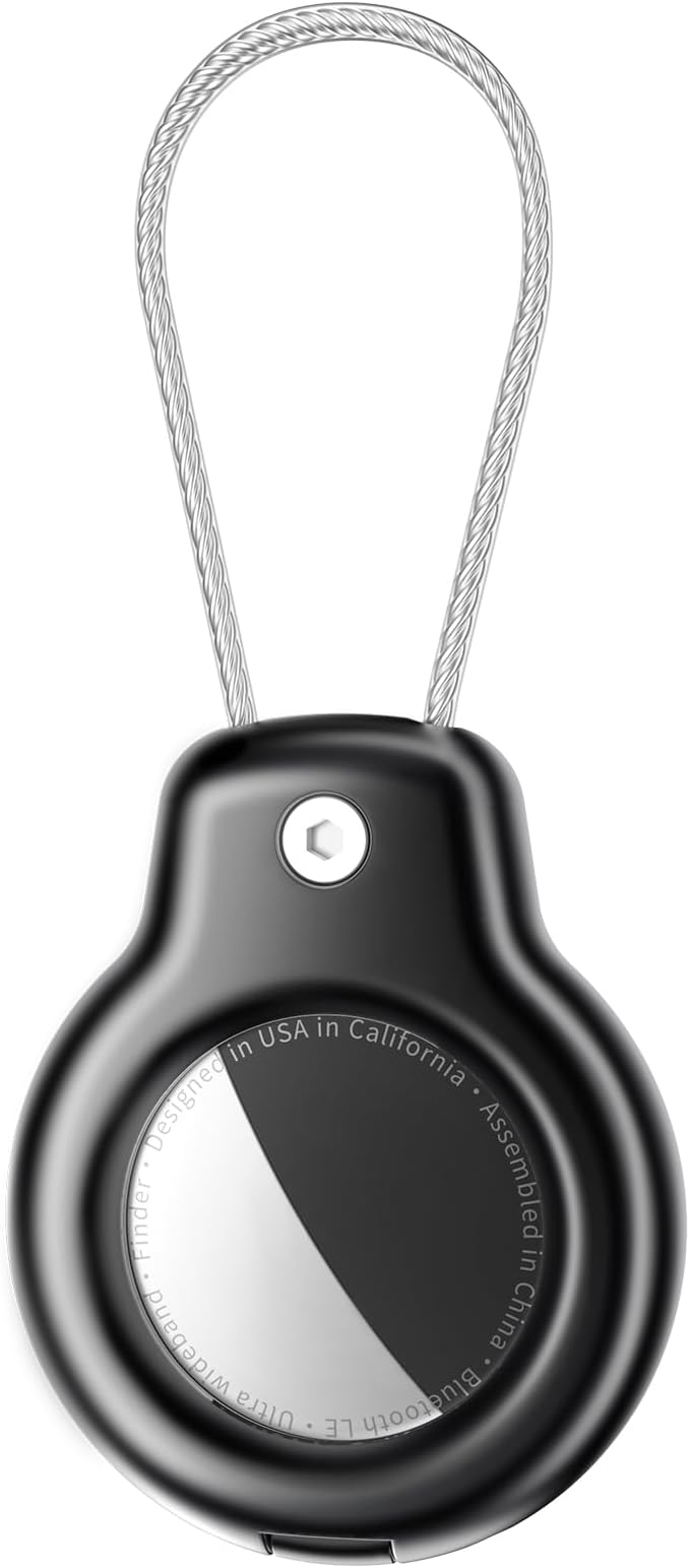 SPGUARD for AirTag Holder Metal Case with Keychain Full Protective Air Tag Cover for Apple Air TagHolder with Wire Cable Luggage Lock Keyring Key Chain Accessories for GPS Item Tracker for Kids