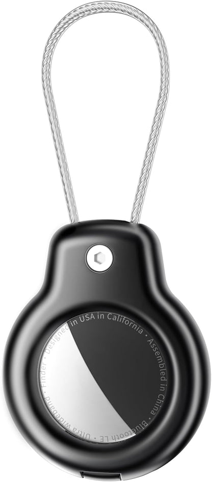 SPGUARD for AirTag Holder Metal Case with Keychain Full Protective Air Tag Cover for Apple Air TagHolder with Wire Cable Luggage Lock Keyring Key Chain Accessories for GPS Item Tracker for Kids