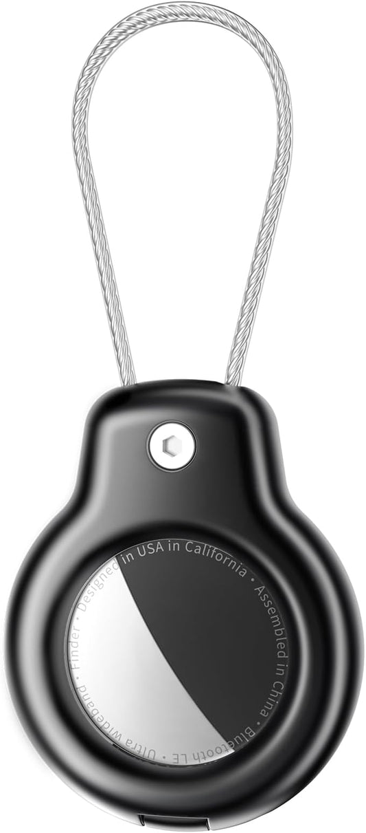 SPGUARD for AirTag Holder Metal Case with Keychain Full Protective Air Tag Cover for Apple Air TagHolder with Wire Cable Luggage Lock Keyring Key Chain Accessories for GPS Item Tracker for Kids