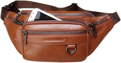 Leather Fanny Pack Mens Genuine Leather Waist Bag Sport Travel Hiking